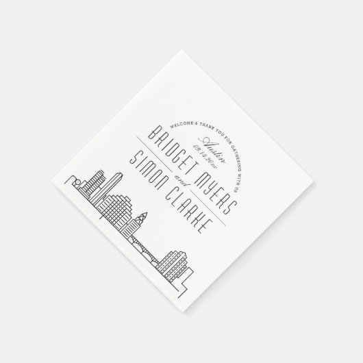 Serviette En Papier Ligne Skyline Austin Deco | Mariage, événement Nap (Coin)