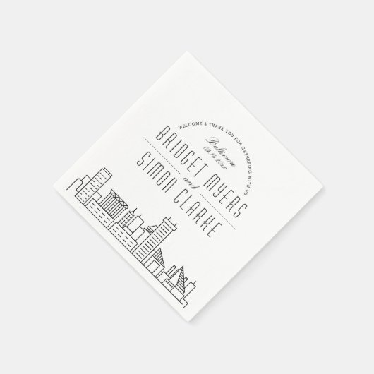 Serviette En Papier Ligne Skyline Baltimore Deco | Mariage Événement N (Coin)