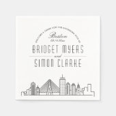 Serviette En Papier Ligne Skyline Boston Déco | Mariage, événement Nap (Devant)