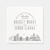 Serviette En Papier Ligne Skyline Brooklyn Deco | Mariage, événement N (Devant)