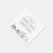 Serviette En Papier Ligne Skyline Charleston Deco | Mariage Événement  (Coin)