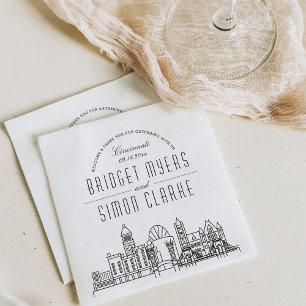 Serviette En Papier Ligne Skyline Cincinnati Deco   Mariage, événement