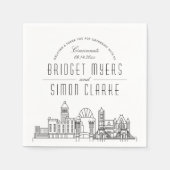 Serviette En Papier Ligne Skyline Cincinnati Deco | Mariage, événement (Devant)