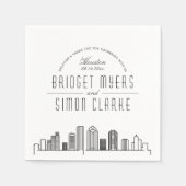 Serviette En Papier Ligne Skyline Houston Deco | Mariage, événement Na (Devant)