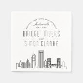 Serviette En Papier Ligne Skyline Jacksonville Deco | Mariage Événemen (Devant)