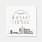 Serviette En Papier Ligne Skyline Kansas City Deco | Mariage, événemen (Devant)