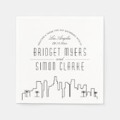 Serviette En Papier Ligne Skyline Los Angeles Deco | Mariage, événemen (Devant)