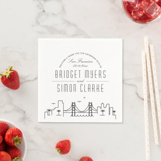Serviette En Papier Ligne Skyline San Francisco Deco | Mariage, événem (En situation)