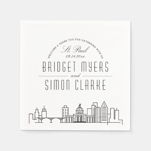 Serviette En Papier Ligne Skyline St. Paul Deco | Événement Mariage (Devant)