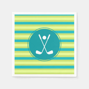 Serviette En Papier Ligne verte et bleue Élégant Golf Lover Sport
