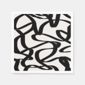 Serviette En Papier Lignes Abstraites En Fils De Crème Noir Et Beige (Devant)