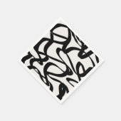 Serviette En Papier Lignes Abstraites En Fils De Crème Noir Et Beige (Coin)