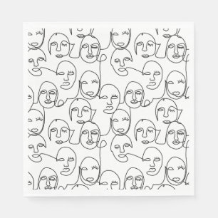 Serviette En Papier Lignes Abstraites modernes face à l'art de ligne c
