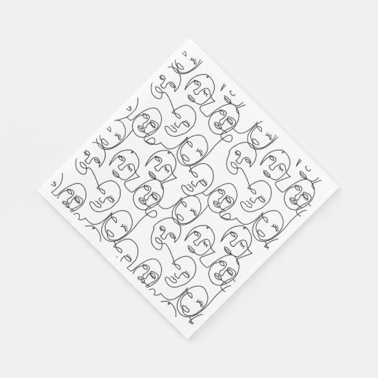 Serviette En Papier Lignes Abstraites modernes face à l'art de ligne c (Coin)