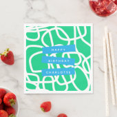Serviette En Papier Lignes Abstraites modernes Vert mignon Anniversair (En situation)