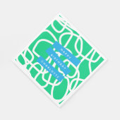 Serviette En Papier Lignes Abstraites modernes Vert mignon Anniversair (Coin)