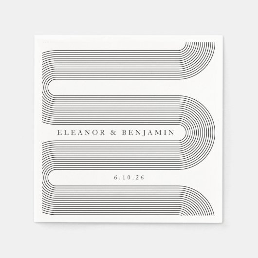 Serviette En Papier Lignes d'arche blanche élégantes personnalisées Ma (Devant)