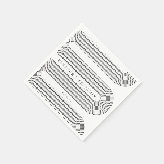 Serviette En Papier Lignes d'arche blanche élégantes personnalisées Ma (Coin)