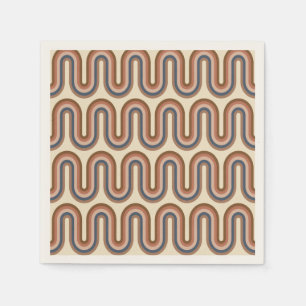 Serviette En Papier Lignes d'argile rétro Earthy Wavy Brown