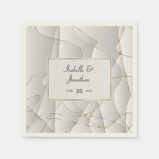 Serviette En Papier Lignes de courbe dorée (Devant)
