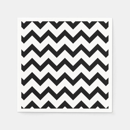 Serviette En Papier Lignes de motif en chevron noir simple rétro (Devant)
