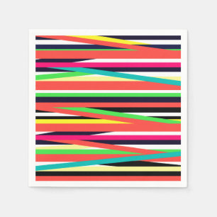 Serviette En Papier Lignes géométriques colorées Traces multiples