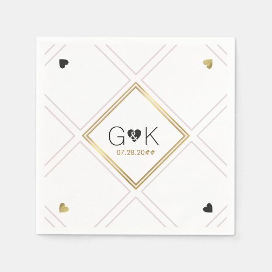 Serviette En Papier lignes géométriques élégantes avec monogramme . ma (Devant)