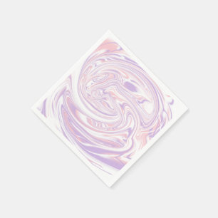 Serviette En Papier Lignes Modernes De Marbrage Liquéfié Rose Et Lilac