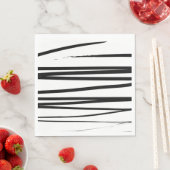 Serviette En Papier Lignes noires et blanches modernes Art Abstrait (En situation)