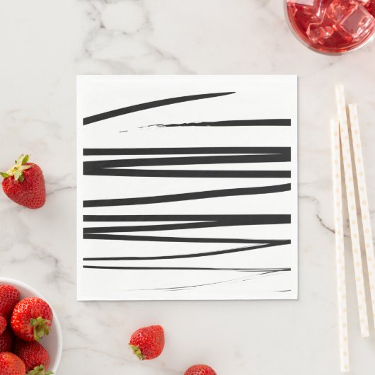 Serviette En Papier Lignes noires et blanches modernes Art Abstrait (En situation)