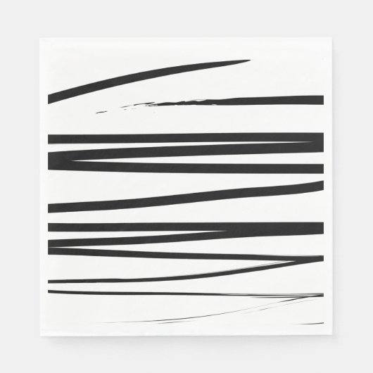 Serviette En Papier Lignes noires et blanches modernes Art Abstrait (Devant)