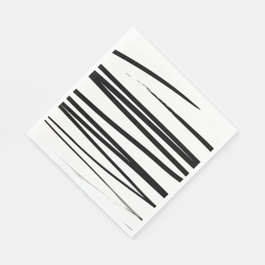Serviette En Papier Lignes noires et blanches modernes Art Abstrait (Coin)