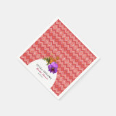 Serviette En Papier Lignes Rétro Floral Fuchsia Magenta Mariage (Coin)