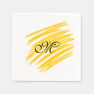 Serviette En Papier lignes simples à l'aquarelle jaune ajoutez votre m