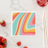 Serviette En Papier Lignes super rétro 60s Wavy (En situation)