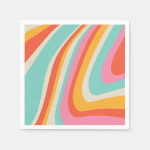 Serviette En Papier Lignes super rétro 60s Wavy