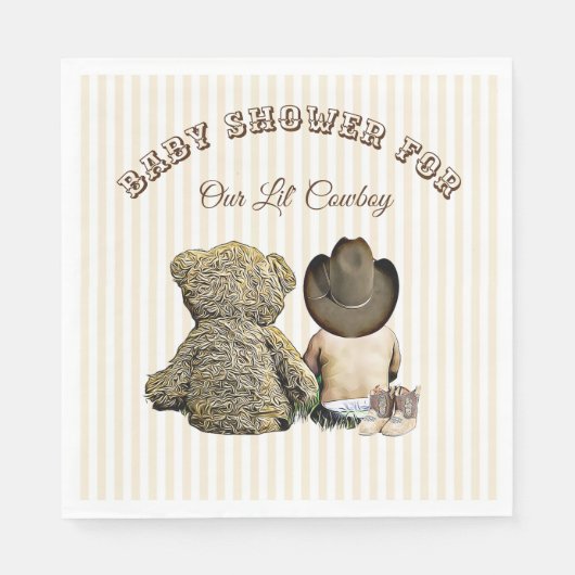 Serviette En Papier Lil Cowboy et Baby shower d'ours en peluche (Devant)