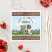 Serviette En Papier Lil' Cowboy et Teddy Bear Premier anniversaire (En situation)