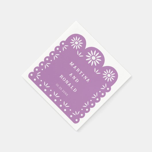 SERVIETTE EN PAPIER LILA MEXICAN PAPEL PICADO (Coin)