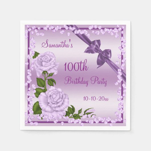 Serviette En Papier Lilac Blossom, Bows & Diamonds 100e (Devant)