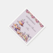 Serviette En Papier Lilac Blush Rose Floral Tea Party Fête des mariées (Coin)