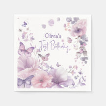 Lilac Butterfly Watercolor Disposable Luncheon