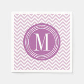 Serviette En Papier Lilac Chevron Zigzag Monogramme personnalisé (Devant)