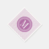 Serviette En Papier Lilac Chevron Zigzag Monogramme personnalisé (Coin)