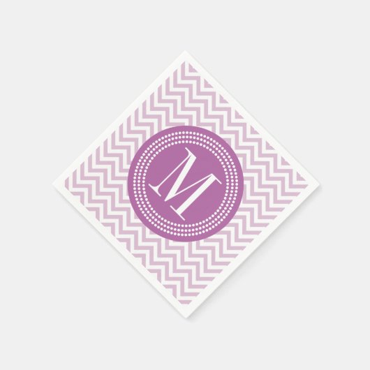 Serviette En Papier Lilac Chevron Zigzag Monogramme personnalisé (Coin)