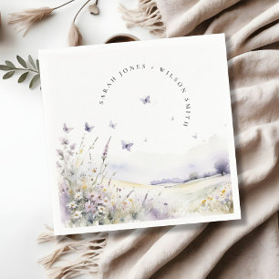 Serviette En Papier Lilac Fleur sauvage Butterfly Field Mariage paysag