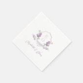 Serviette En Papier Lilac Floral Monogram Crest Mariage (Coin)