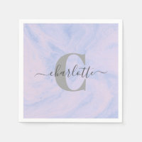 Lilac Lavender Marbre Élégant Nom du monogramme