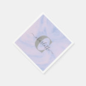 Serviette En Papier Lilac Lavender Marbre Élégant Nom du monogramme (Coin)