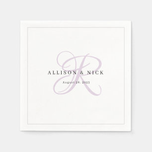 Serviette En Papier Lilac minimaliste Mariage Monogramme